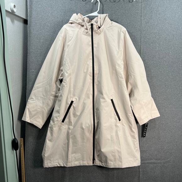 Nuage Waterproof Belted Trench Coat with Detachable Hood Chat Latte, X-Large - Picture 1 of 16
